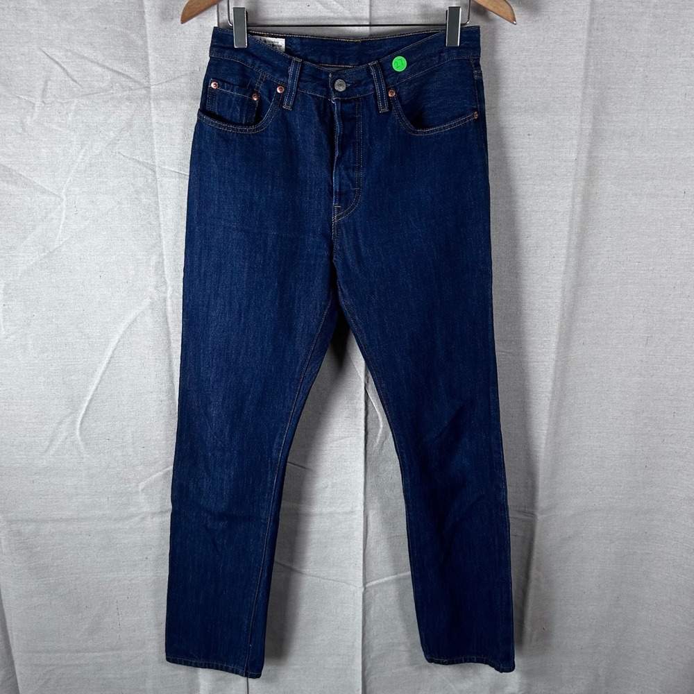 Levis Premium 501 Original Straight Leg Button Fly Jeans Dark Indigo Blue 28x32